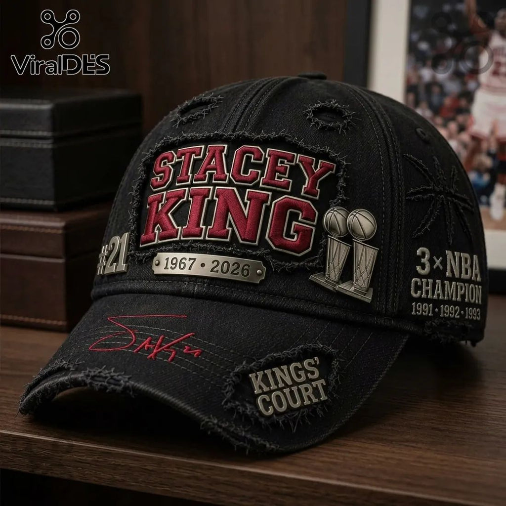 Stacey King Chicago Bulls 3x NBA Champion Embroidered Cap