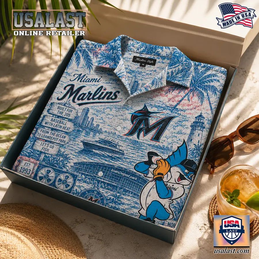 Miami Marlins Vintage Tropical Hawaiian Shirt