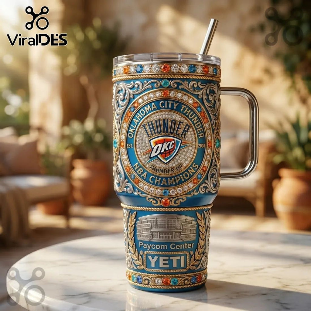 Oklahoma City Thunder Luxury Rhinestone 40oz Tumbler
