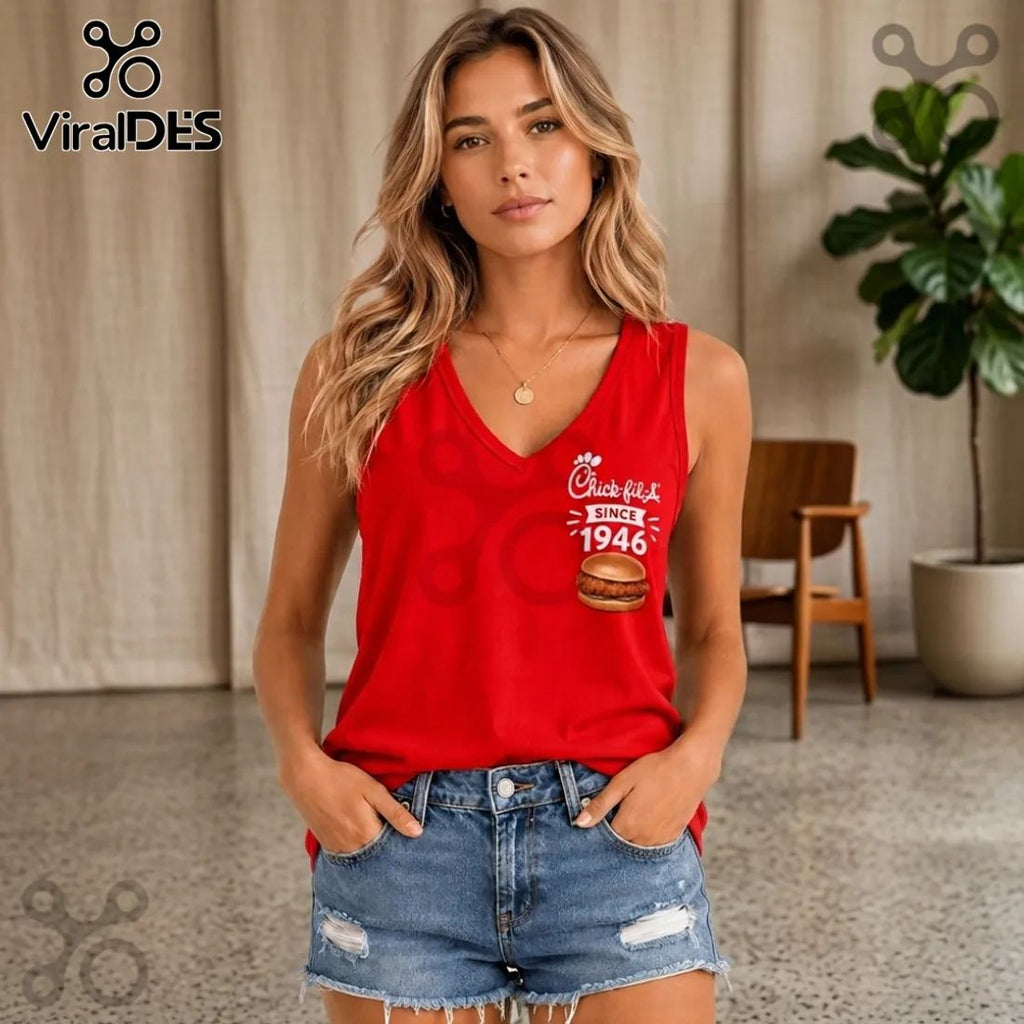 Chick-fil-A Since 1946 Fast Food V-Neck Tank Top