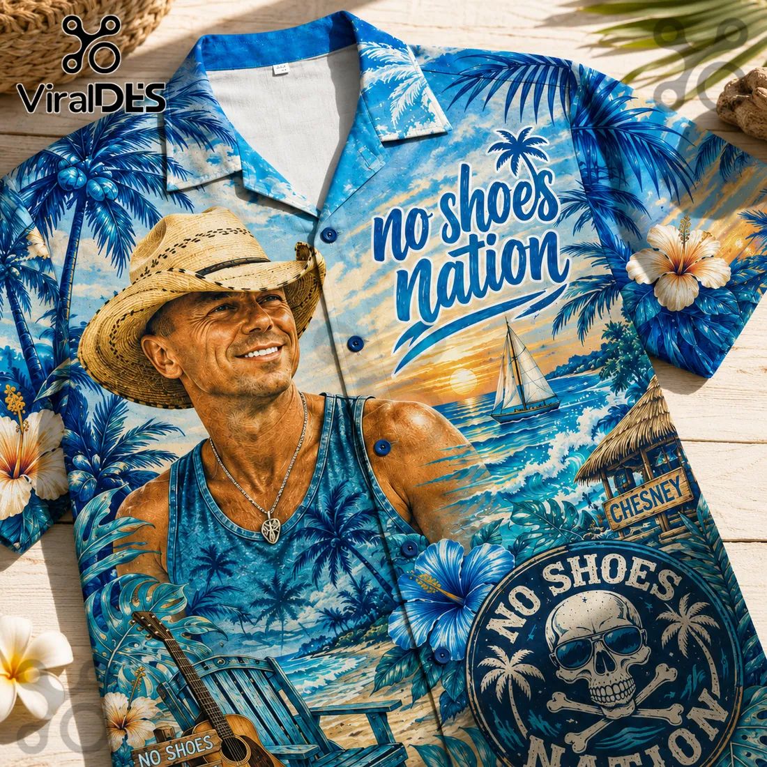 Kenny Chesney No Shoes Nation Summer Tropical Beach Hawaiian Shirt