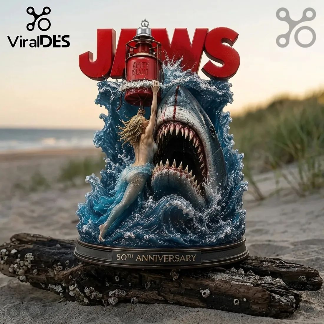 Jaws 50th Anniversary Sculpted Resin Diorama Statue