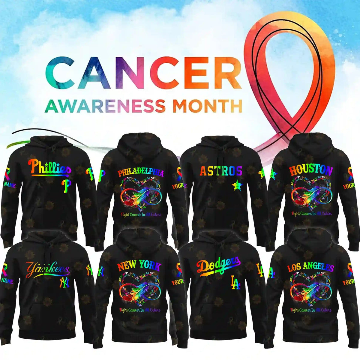 All MLB Teams x Cancer Awareness Month Personalized Special Edition Hoodie