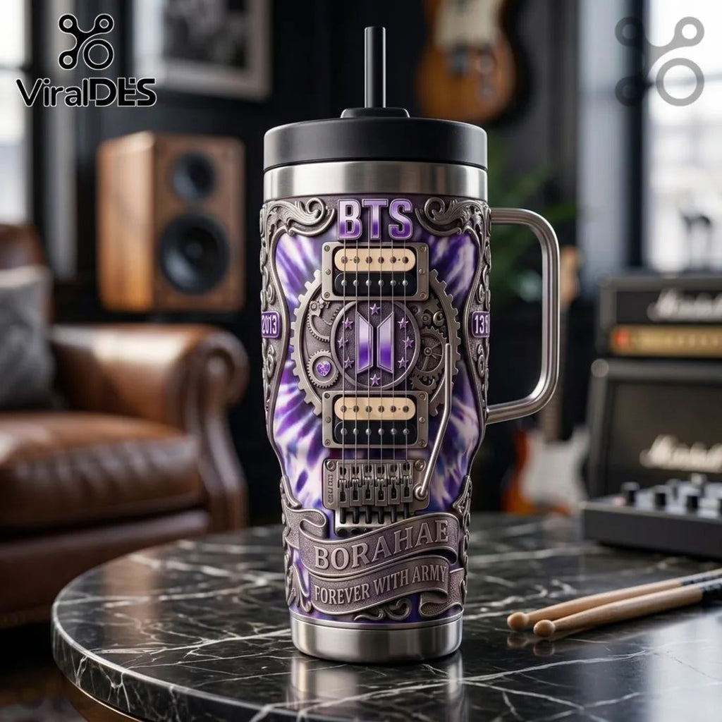 BTS x Yeti Limited Edition Purple Stainless Steel Handle Tumbler