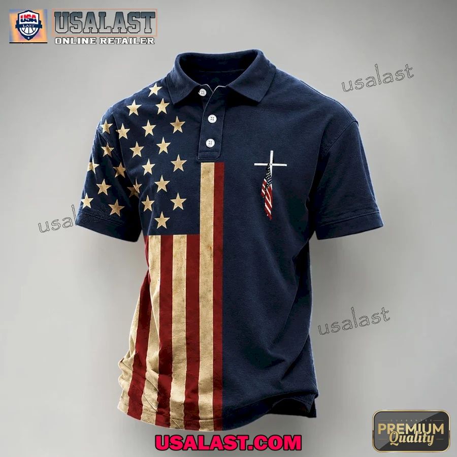 America Independence Day Cross Print Casual T-Shirt