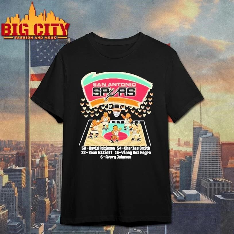 San Antonio Spurs David Robinson Charles Smith Sean Elliott Vinny Del Negro Avery Johnson Shirt