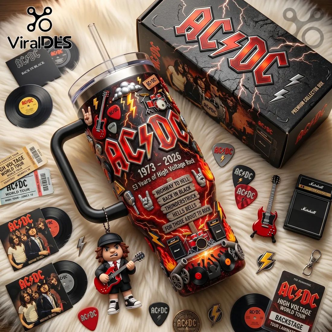 AC/DC High Voltage Rock 53rd Anniversary Stainless Steel Tumbler 40oz