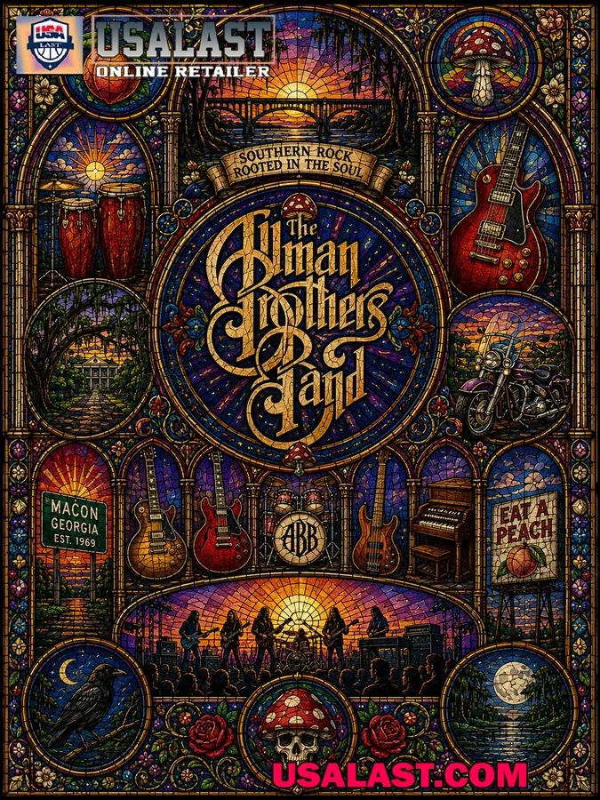 The Allman Brothers Band Southern Rock Stained Glass Quilt Blanket