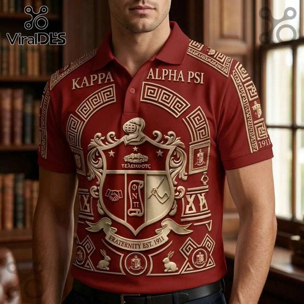 Kappa Alpha Psi Fraternity Crimson and Cream 2026 Polo Shirt