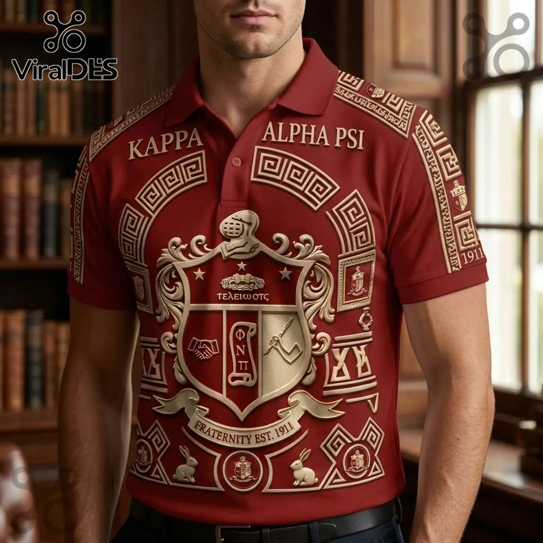 Kappa Alpha Psi Fraternity Crimson and Cream 2026 Polo Shirt