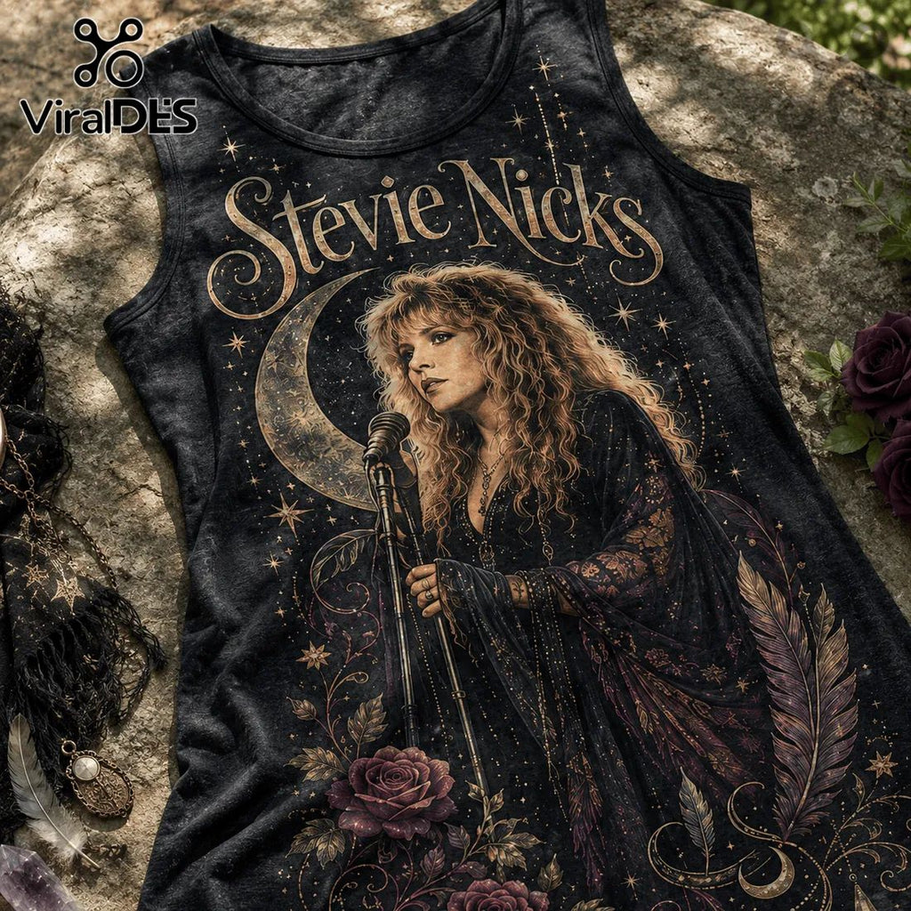 Stevie Nicks Vintage Celestial Floral Sleeveless Dress