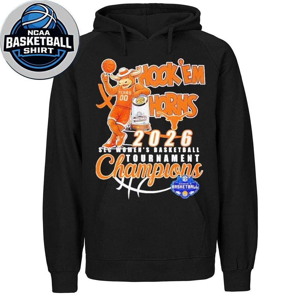 Texas Longhorns 2026 Sec Women’s Basketball Tournament Champions Hook ‘Em mascot and logo shirt