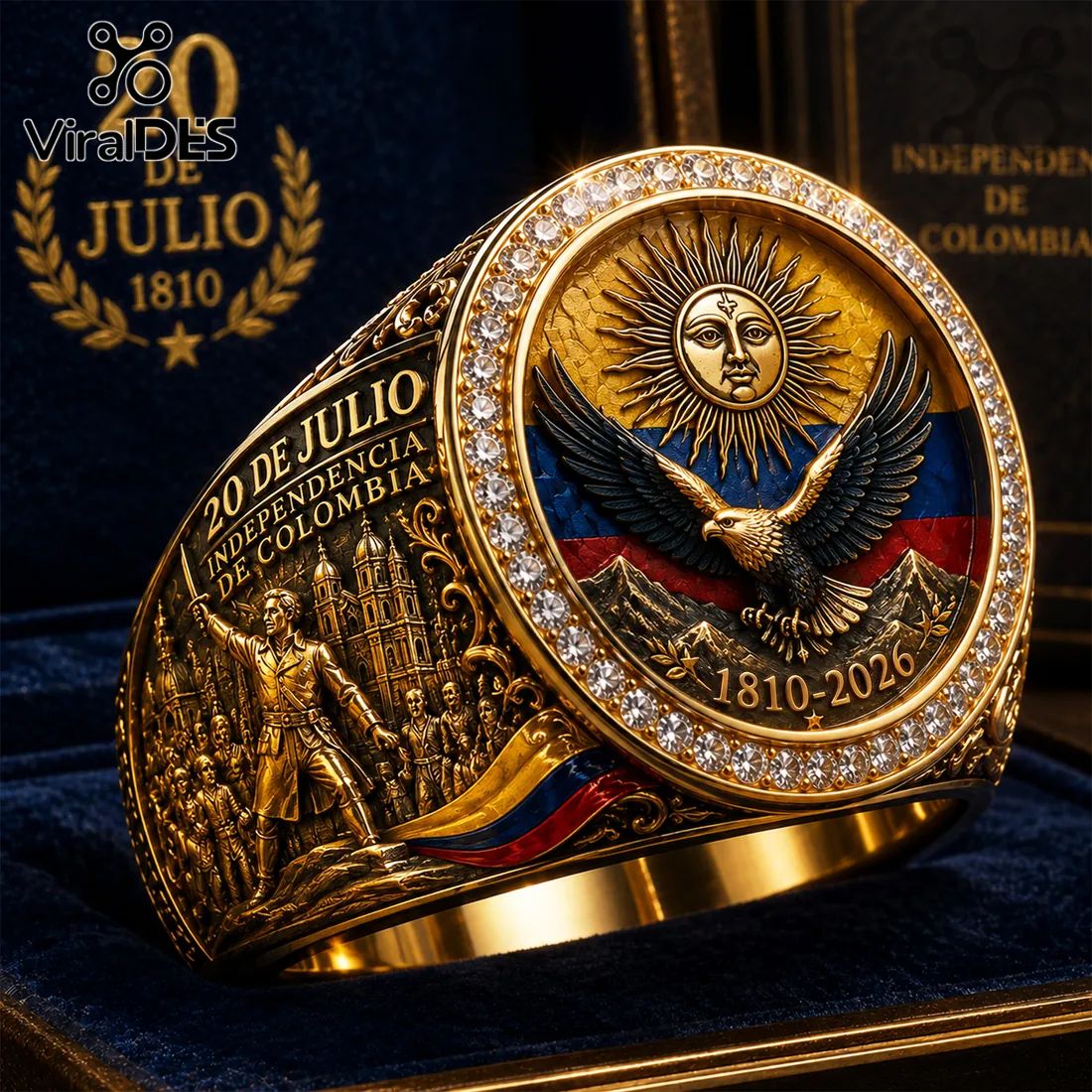 Colombia Independence 20 July 1810 Gold Plated Ring