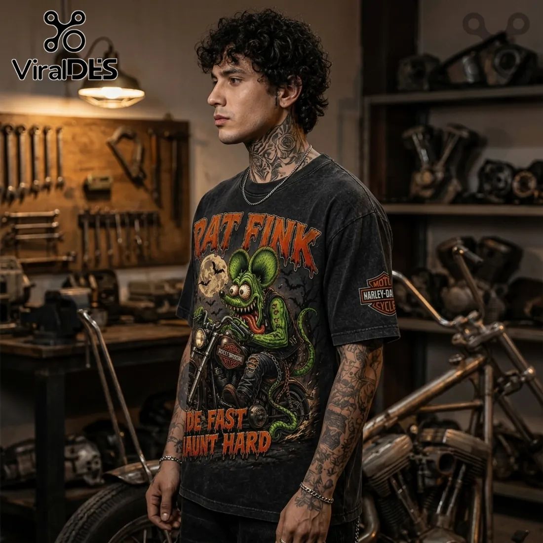Rat Fink Biker Halloween Harley-Davidson T-Shirt