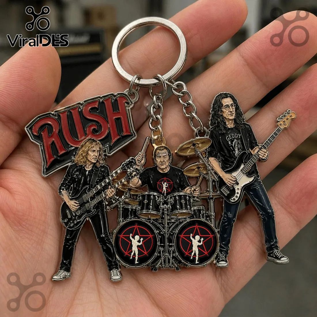 Rush Band Members Enamel Metal Collectible Keychain