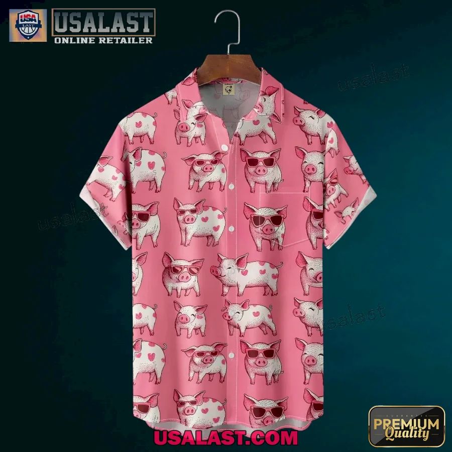 Cute Pig Short Sleeve Hawaiian Shirt