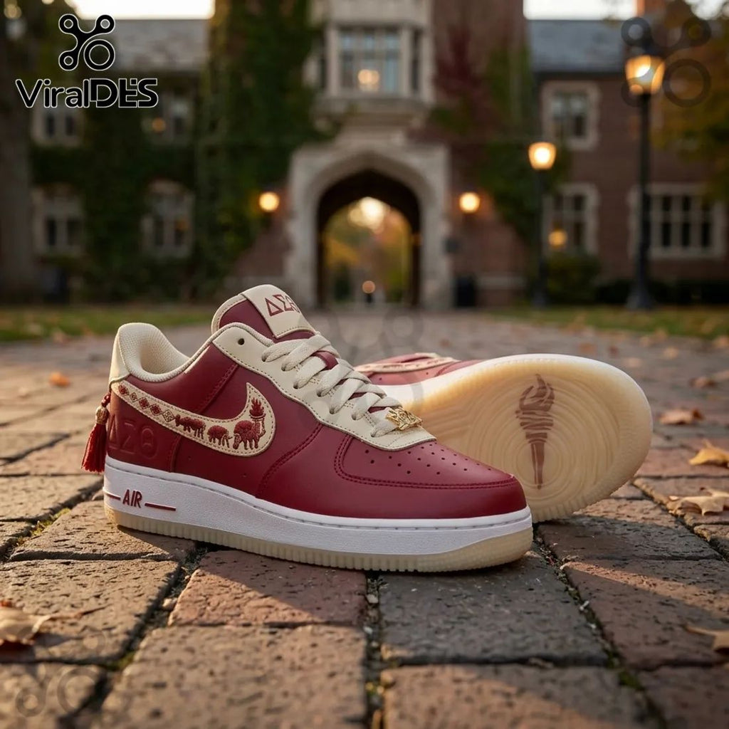 Delta Sigma Theta Crimson Leather AF1 Sneakers