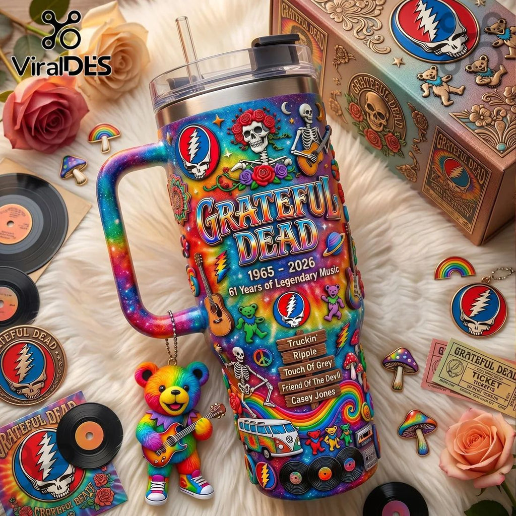 Grateful Dead 61 Years Anniversary Tie-Dye Collectible Travel Tumbler