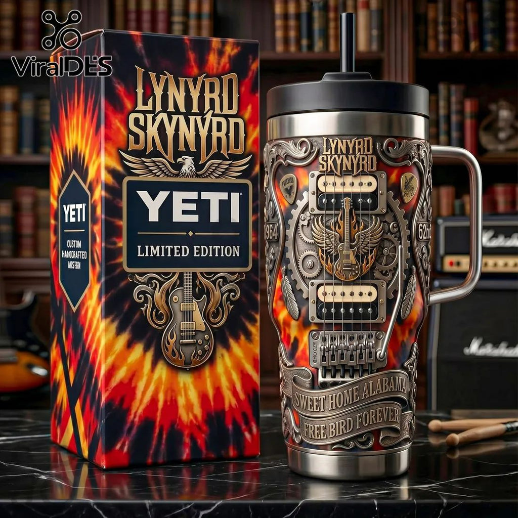 Lynyrd Skynyrd x Yeti Stainless Steel Sculpted Guitar Sweet Home Alabama Tumbler