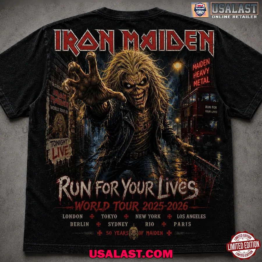 Iron Maiden “Run For Your Lives World Tour 2025–2026” Commemorative T-Shirt