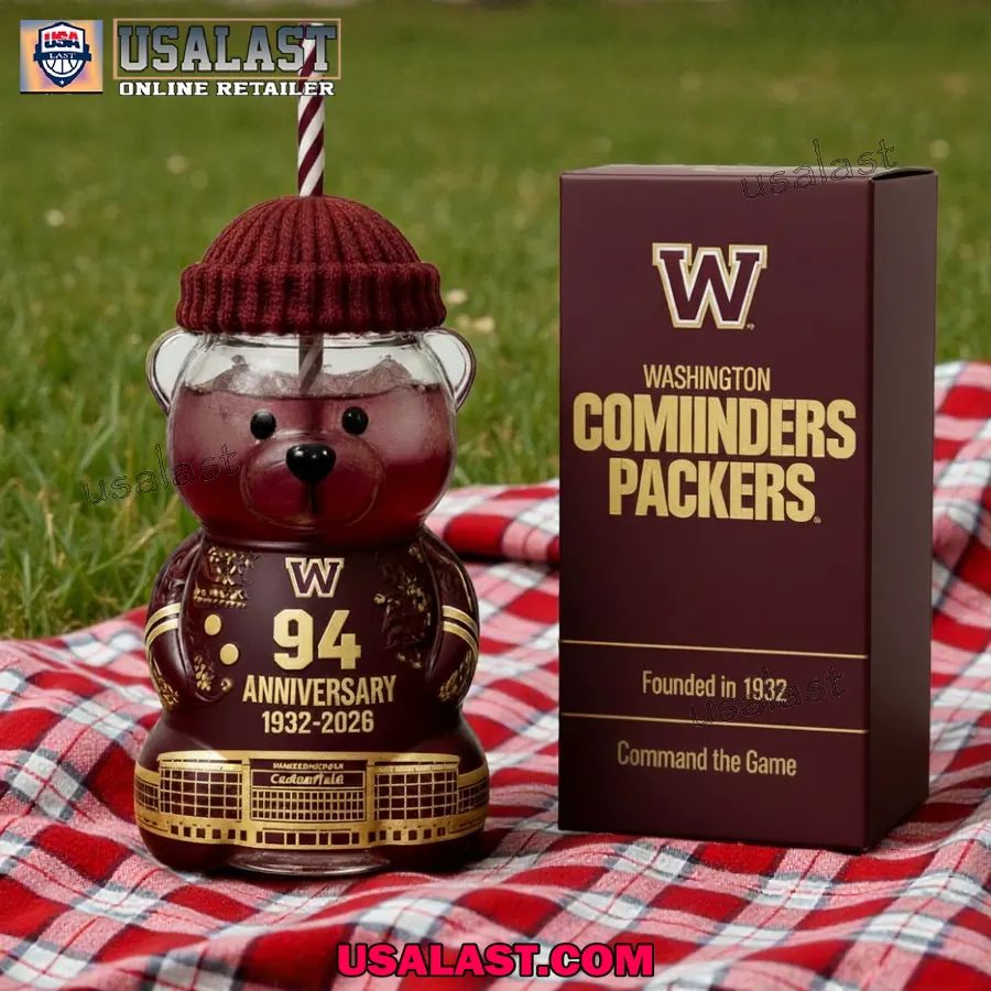 Washington Commanders 94th Anniversary Collectible Bear Glass Cup