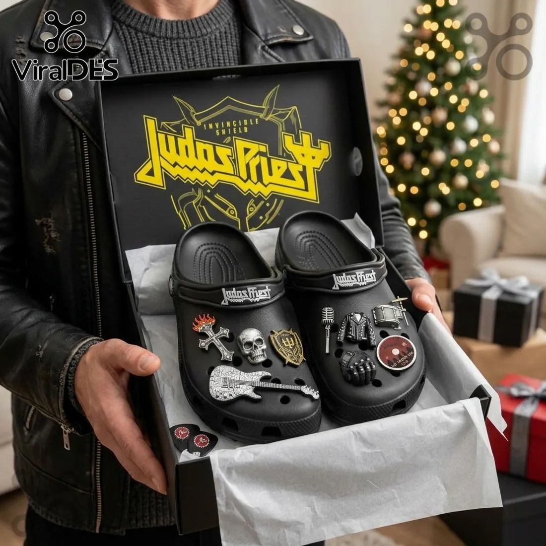 Judas Priest Invincible Shield Limited Edition Crocband Clogs