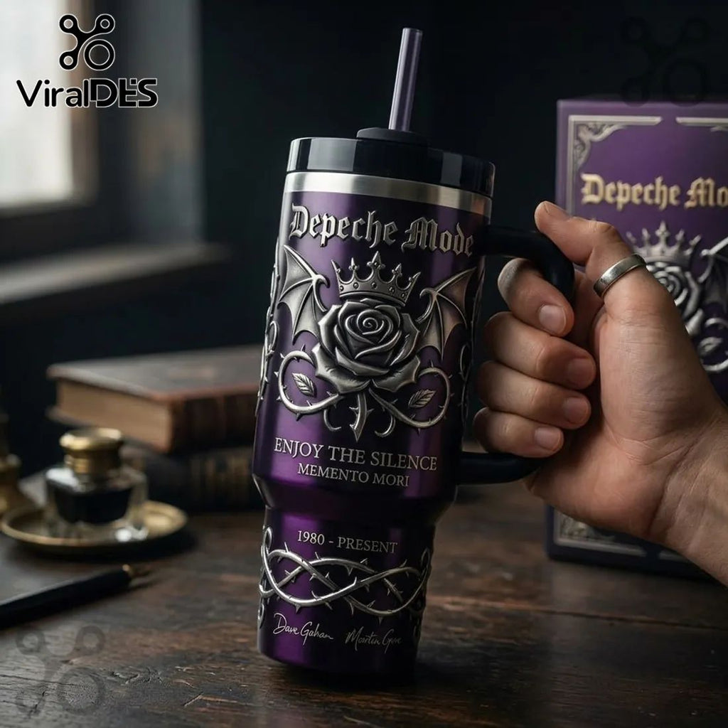 Depeche Mode Enjoy The Silence Purple Handle Tumbler