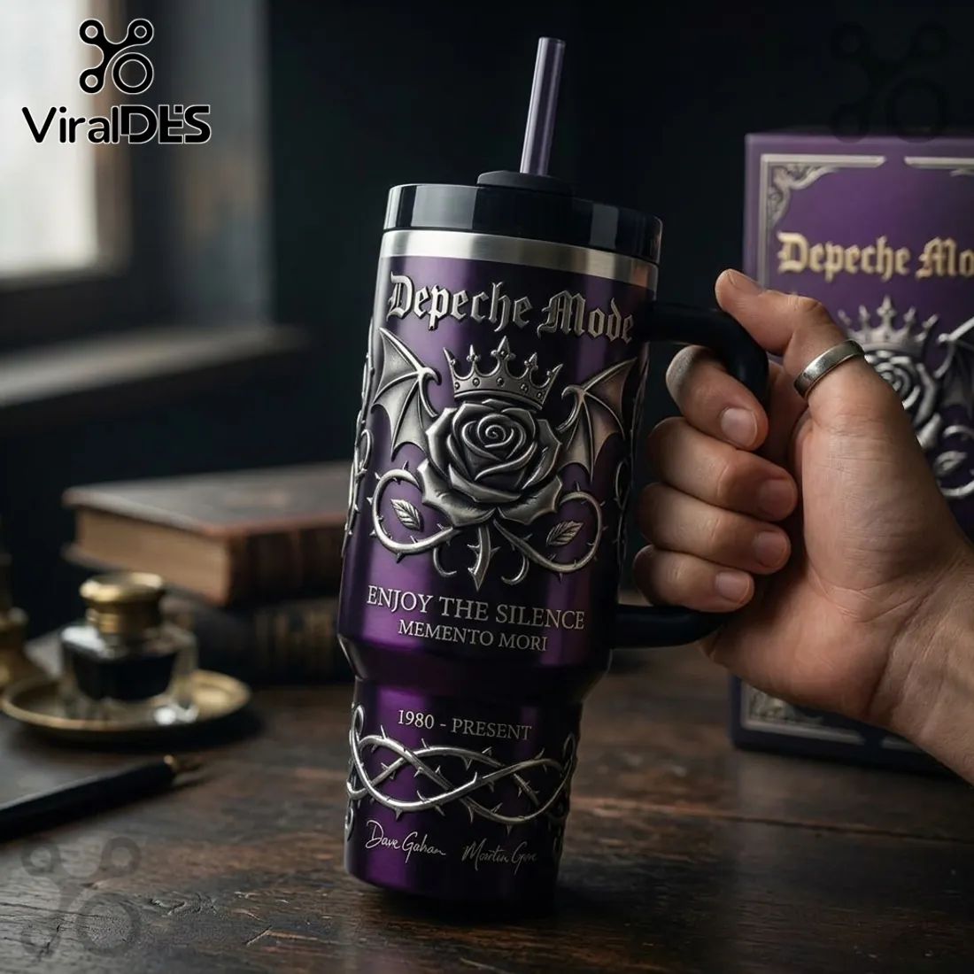 Depeche Mode Enjoy The Silence Purple Handle Tumbler