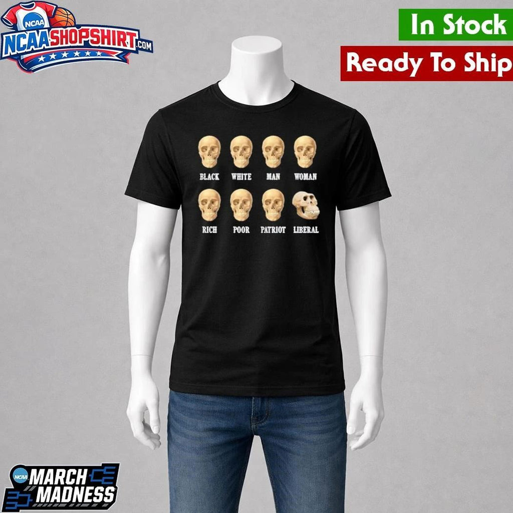 Marky Mark Black White Man Woman Rich Poor Patriot Liberal Skull Shirt