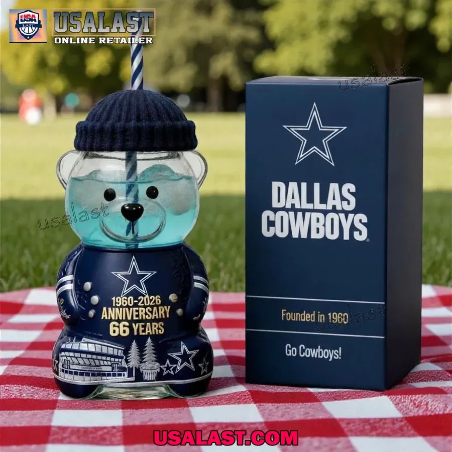 Dallas Cowboys 66th Anniversary Collectible Bear Glass Cup