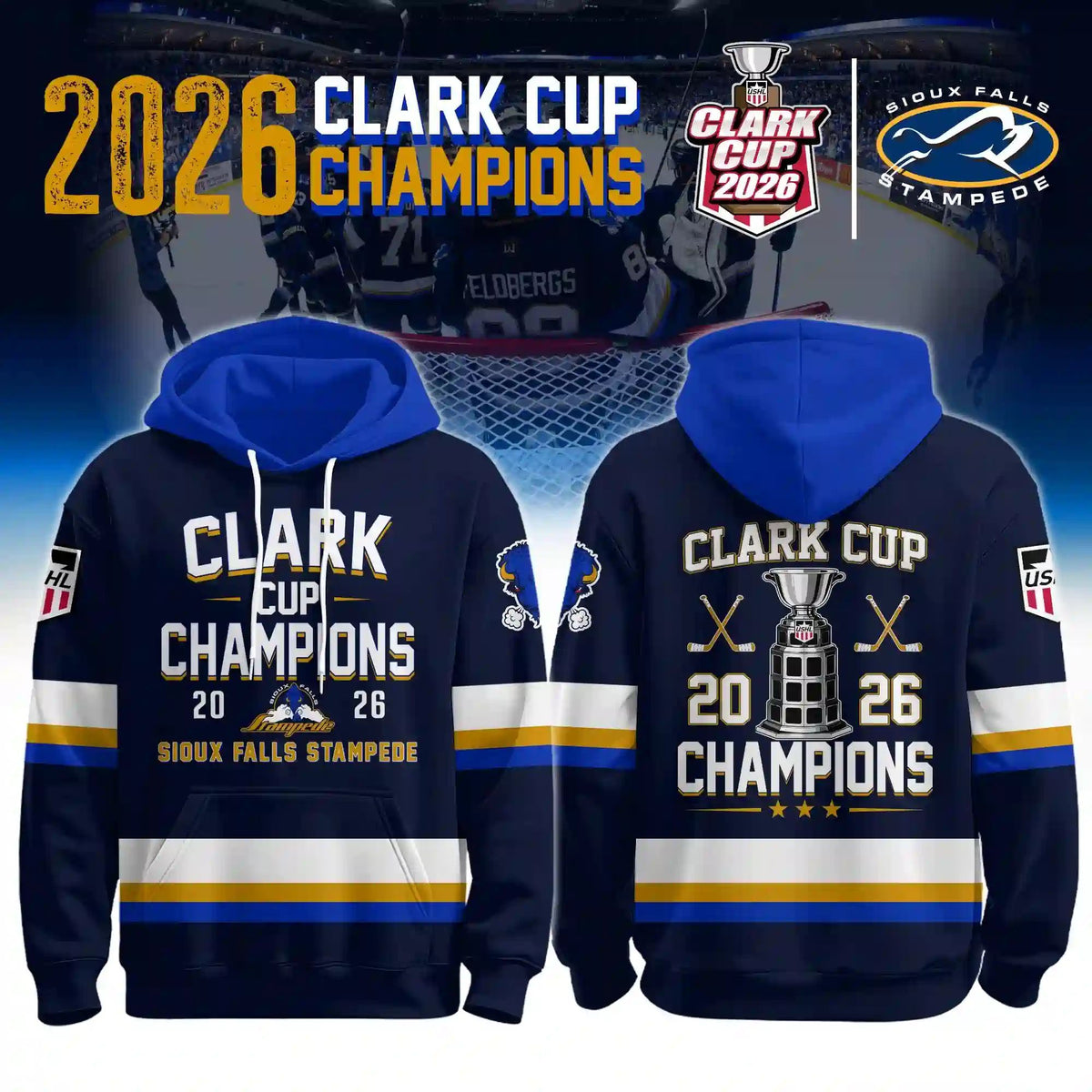Sioux Falls Stampede Clark Cup Champions 2026 Hockey Jersey
