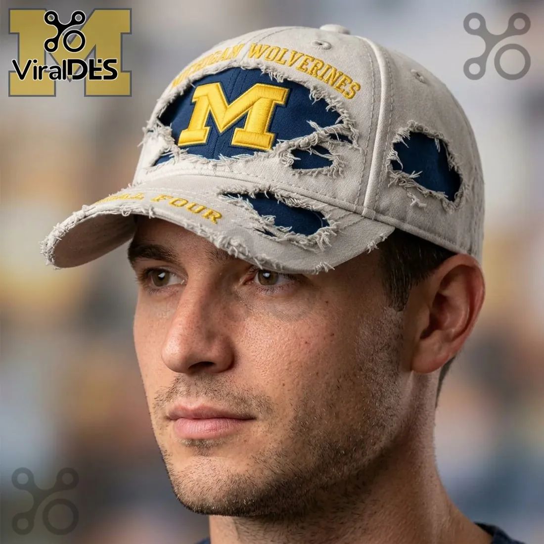 Michigan Wolverines Final Four Torn Distressed Vintage Baseball Cap