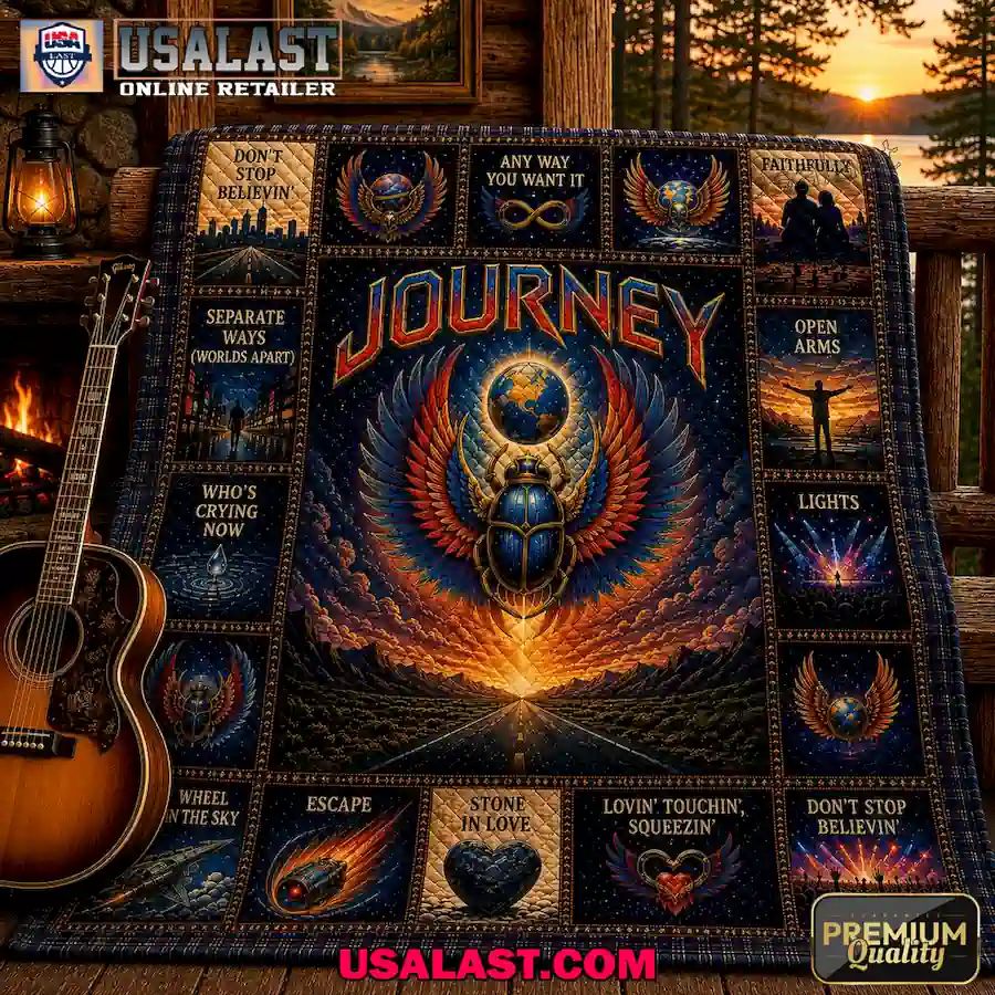 Journey Band Greatest Hits Tribute Quilt Blanket