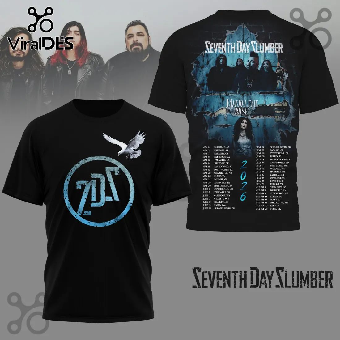 Seventh Day Slumber Magdalene Rose 2026 Tour Graphic T-Shirt
