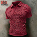 Premium Rush 2112 Embossed Red Short Sleeve Polo Shirt