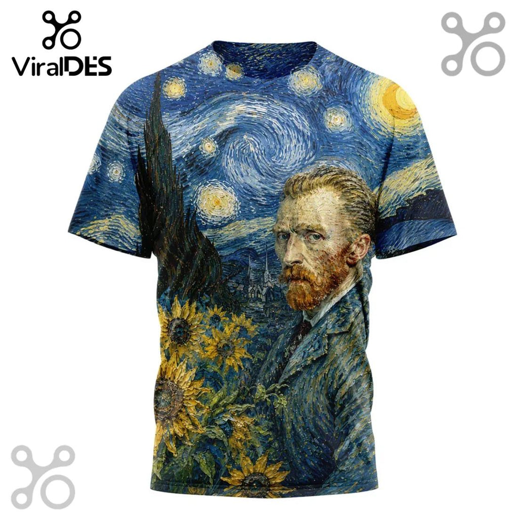 Vincent van Gogh Starry Night Wheat Field Art Portrait Collectible Shirt