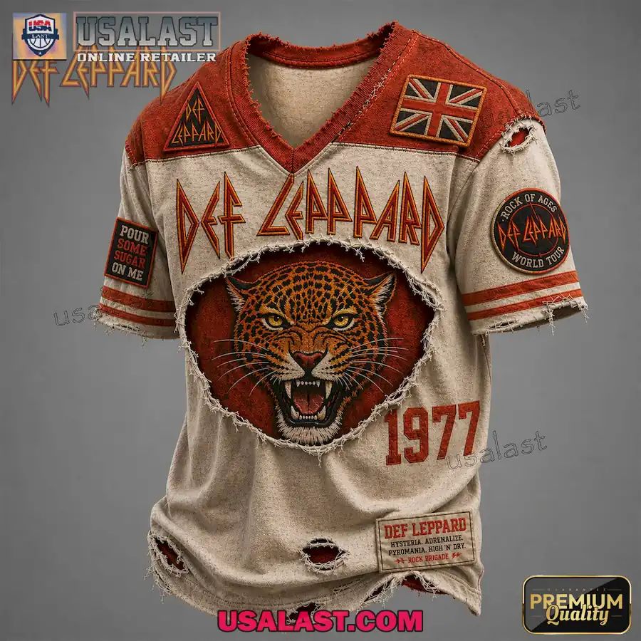 Def Leppard Rock Premium Printed V-Neck Shirt