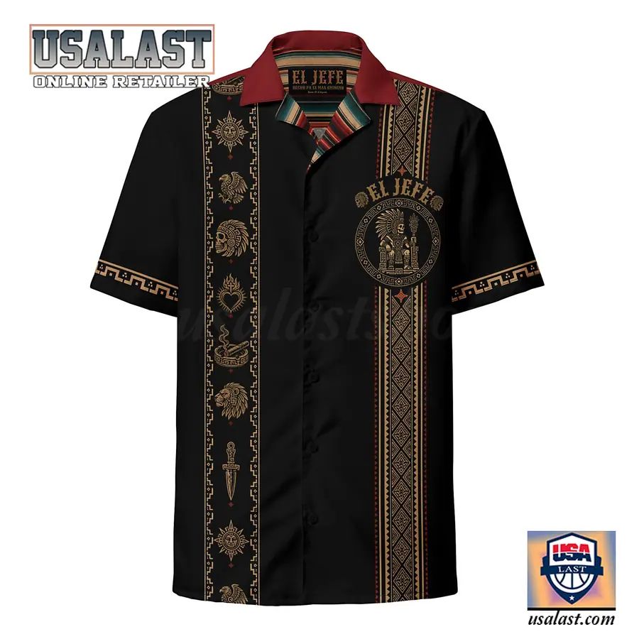 El Jefe Azteca Guayabera Summer Hawaiian Shirt