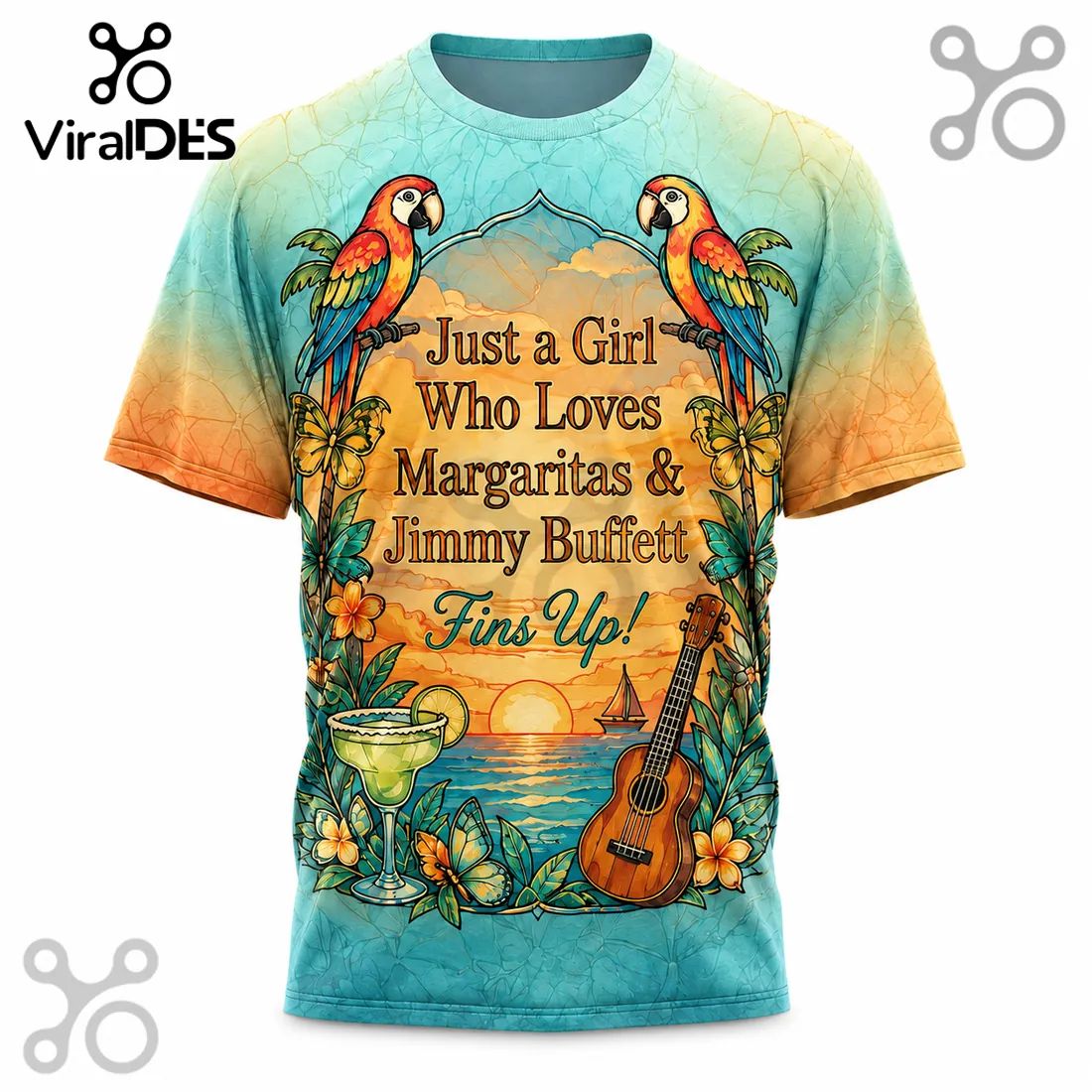 Just A Girl Who Loves Margaritas Jimmy Buffett Fins Up Shirt