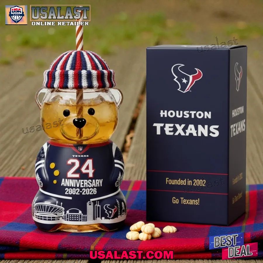 Houston Texans 24th Anniversary Bear Glass Cup