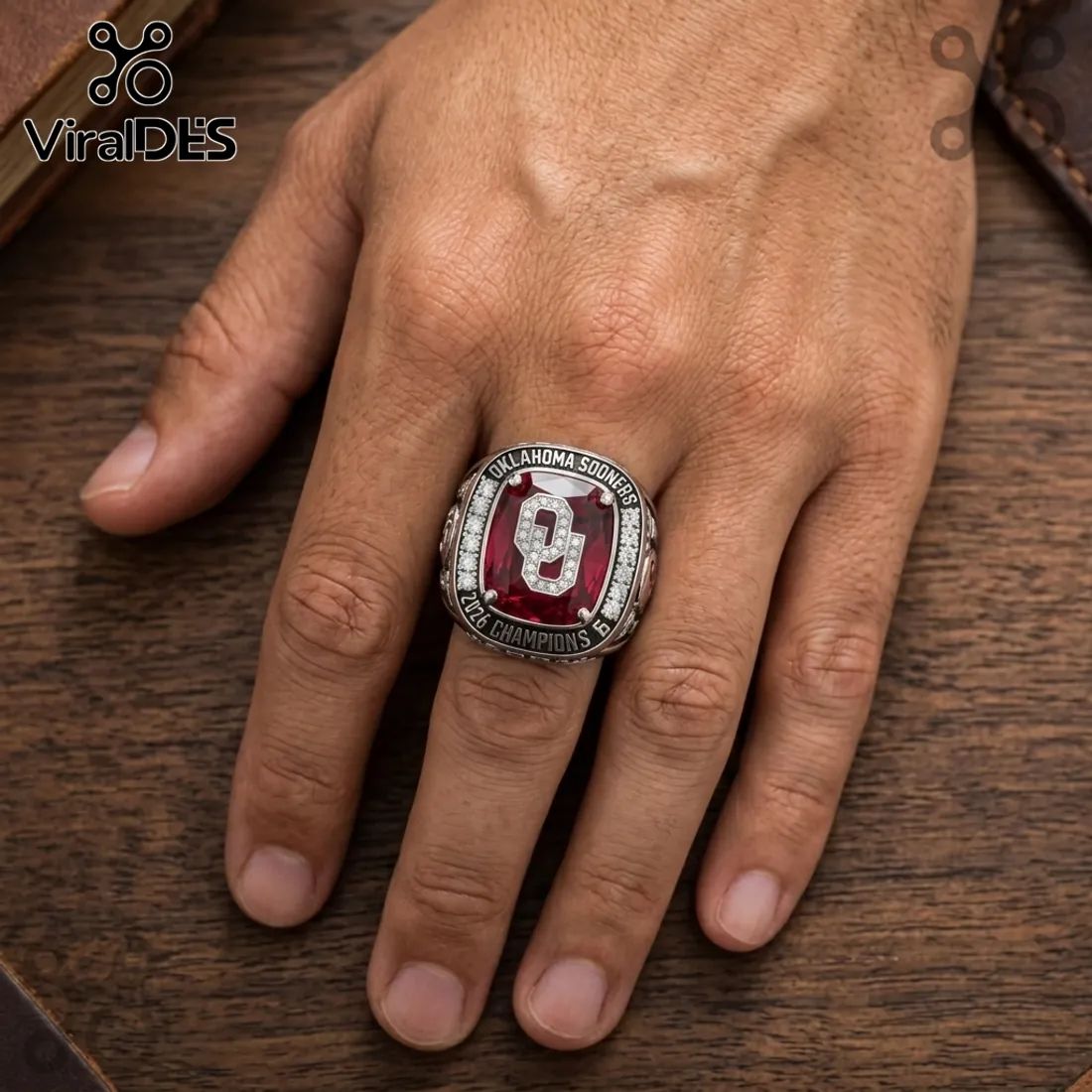 Oklahoma Sooners 2026 Championship Ruby Red Stone Ring