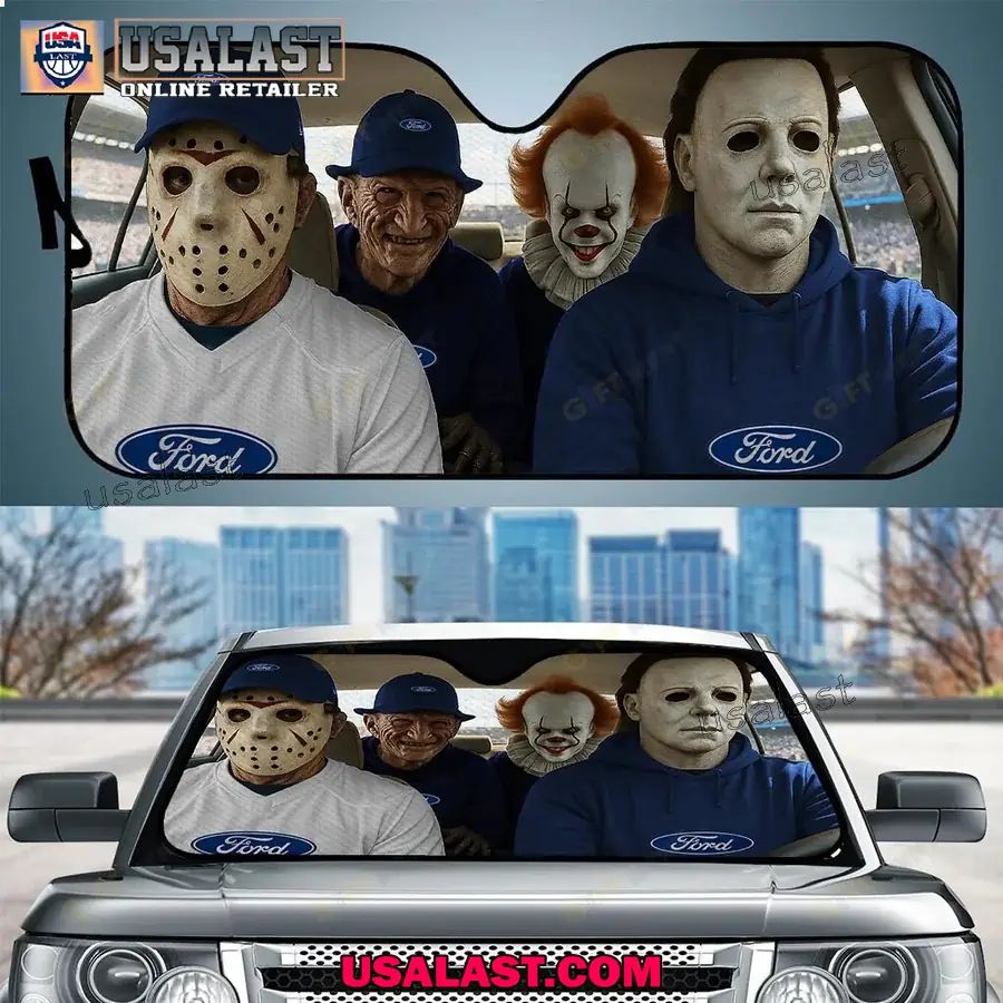 Ford x Horror Movie Characters Car Sunshade, Car Windshield Cover