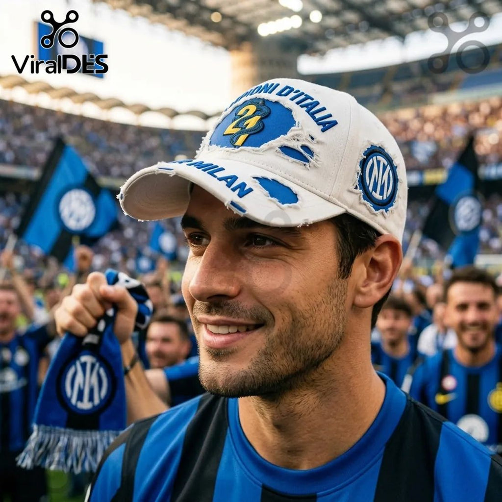 Inter Milan Campioni d’Italia 21 Distressed White Baseball Cap