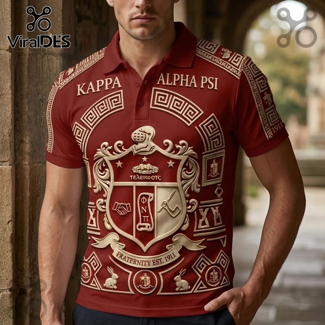 Kappa Alpha Psi Fraternity Crimson and Cream 2026 Polo Shirt