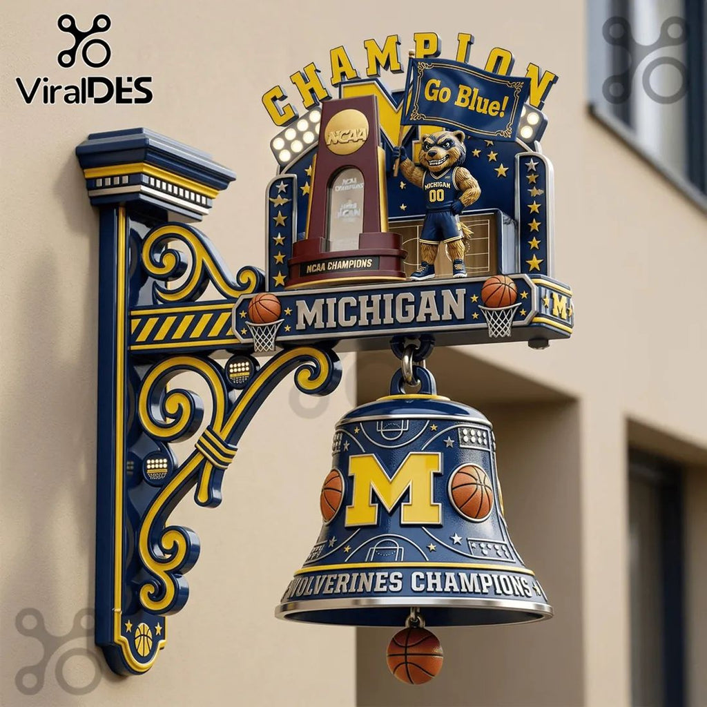 Michigan Wolverines NCAA Basketball Champions Hanging Wall Bell