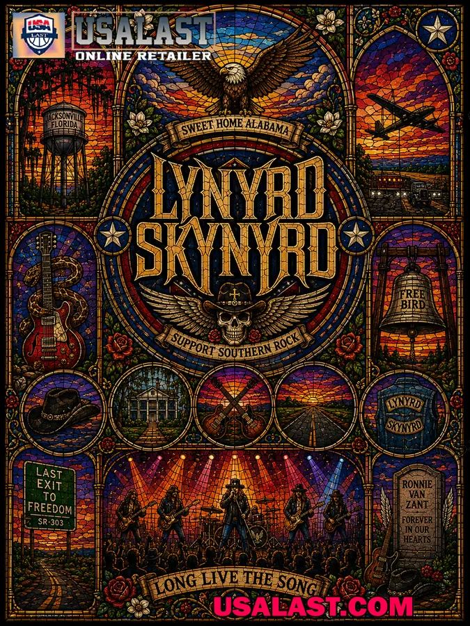 Lynyrd Skynyrd Sweet Home Alabama Stained Glass Quilt Blanket