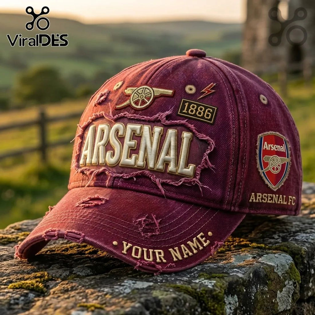 Arsenal FC 1886 Edition Vintage Distressed Baseball Cap