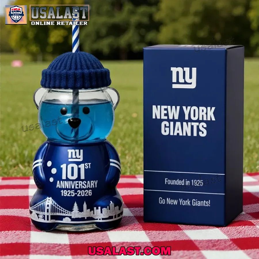 New York Giants 101st Anniversary Collectible Bear Glass Cup