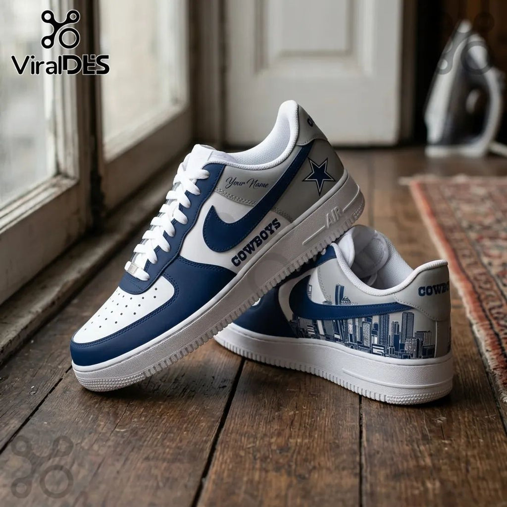 Dallas Cowboys Navy Blue Skyline Air Force 1 Sneakers