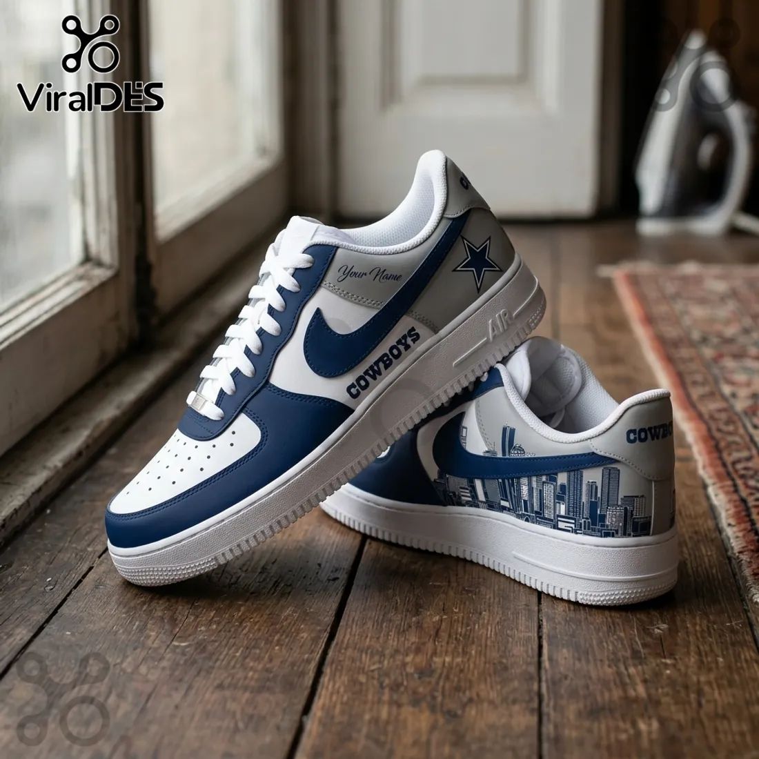 Dallas Cowboys Navy Blue Skyline Air Force 1 Sneakers